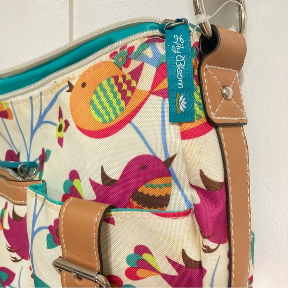 Lily Bloom Birds Blooms and Flowers Adjustable Shoulder Bag 14 x 10 x 4 inches - Picture 13 of 16